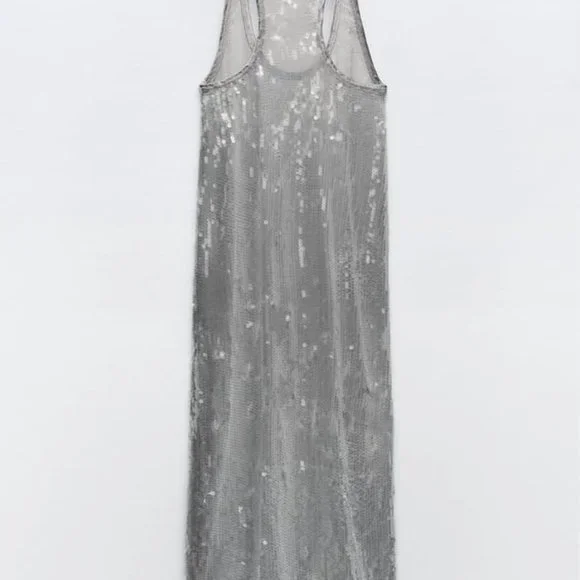 ZARA SEQUIN DRESS SILVER | 2712/246 326/015 - Picture 6 of 7
